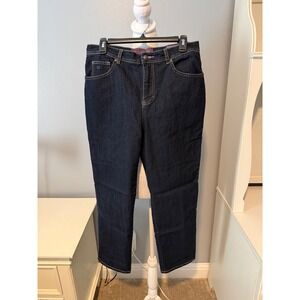 Gloria Vanderbilt Amanda High Rise Tapered Jeans Dark Wash Women 12 Short Indigo